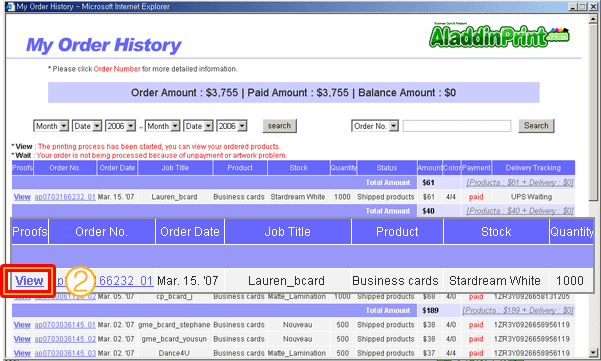 My Order History